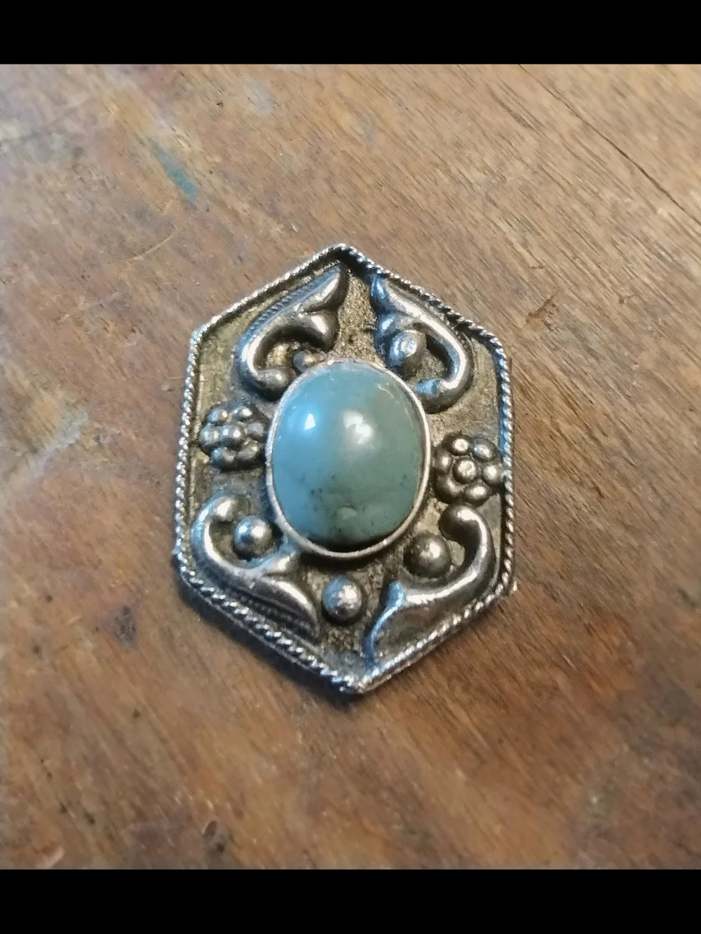 Silver-tone Floral Filigree Bolo with Turquoise Cabochon